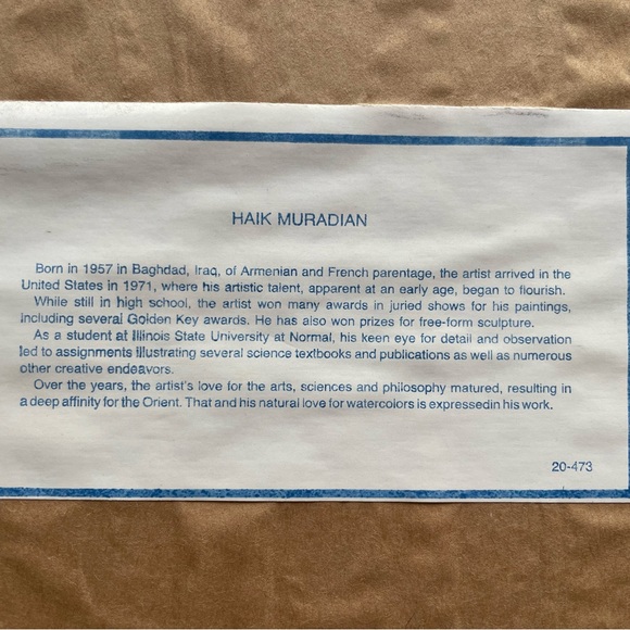 Vintage Haik Muradian Doves & Branches print framed 11 x 9 Home Decor Wall Art - Picture 6 of 9